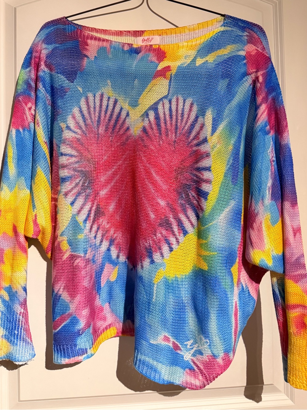 JOLLY Bright Tie-Dye Heart Crewneck Sweater - Multicolor